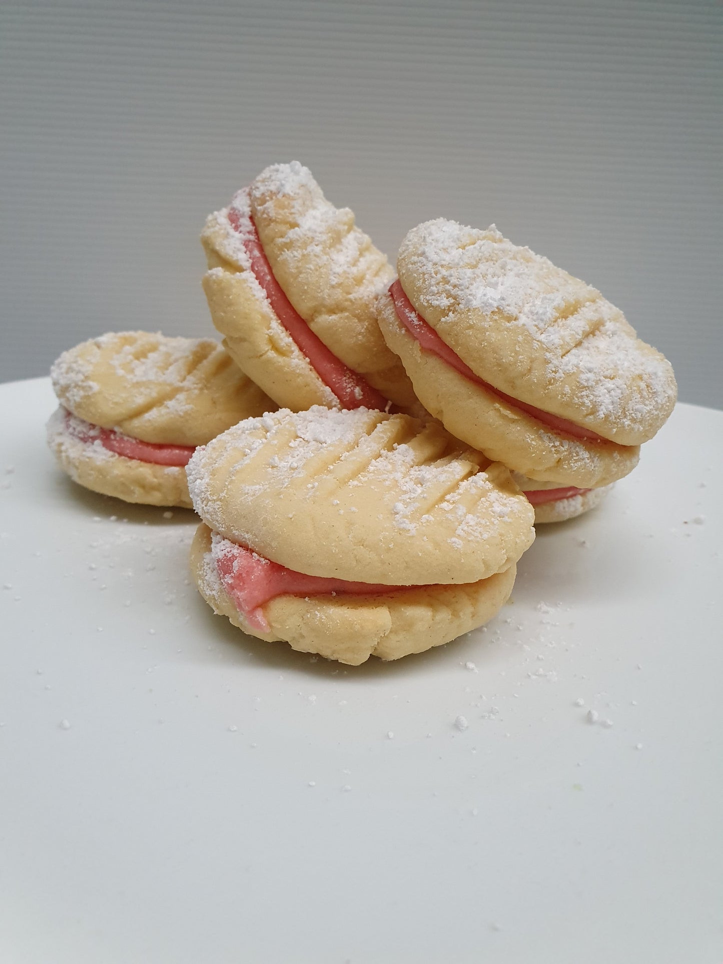 Vanilla Shortbread Cookie with Strawberry Buttercream Filling