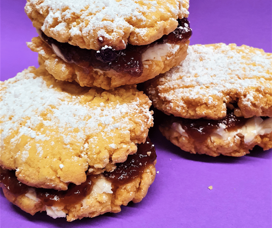 Coconut Shortbread Cookie with Lemon Buttercream & Raspberry Jam
