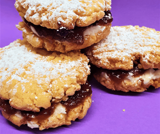 Coconut Shortbread Cookie with Lemon Buttercream & Raspberry Jam