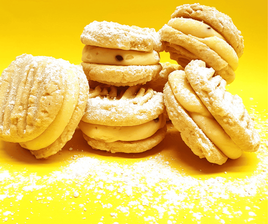 Vanilla Shortbread Cookie with Passion Fruit Buttercream Filling