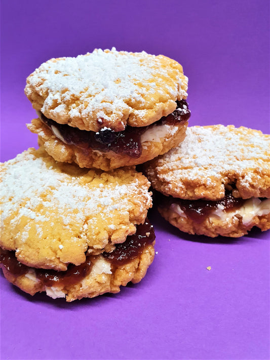 Coconut Shortbread Cookie with Lemon Buttercream & Raspberry Jam